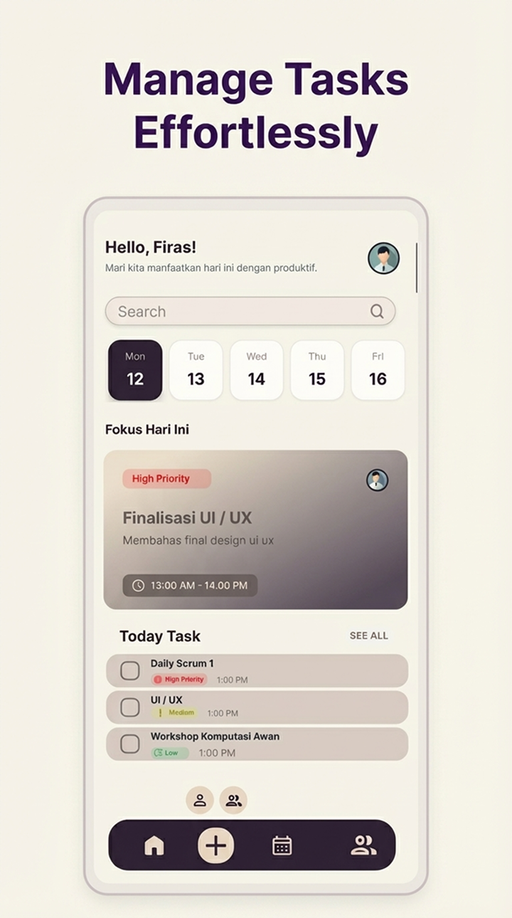 Task management screen